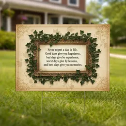 Antique Plaque Life Quote Ivy Vines Scrollwork - Inspirational Home Decor Gift Yard Sign