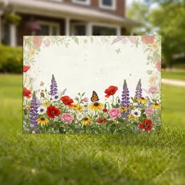 Full Bloom Wildflower Meadow Butterfly - Outdoor Garden Decor Gift for Nature Lovers Yard Sign