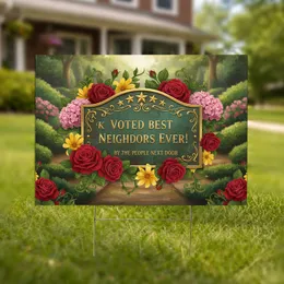 Golden Stars Best Neighbors Ever Plaque Garden Flowers Neighbor Appreciation Gift Yard Sign
