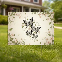 Elegant Ornate Filigree Butterflies Botanical Vines Floral Foliage - Home Decor Gift Yard Sign