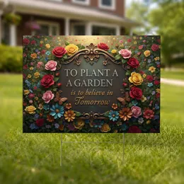To Plant A Garden" Quote Bronze Plaque Rose Garden Butterflies - Home Decor Gift for Gardeners Yard Sign
