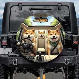 Shiba Inu Driving Car Joyful Road Trip - Dog Lover Gift for Shiba Owners Spare Tire Cover