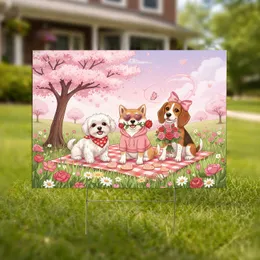 Red Heart Bandana Maltese Shiba Inu Beagle Picnic - Spring Dog Lover Home Decor Gift Yard Sign