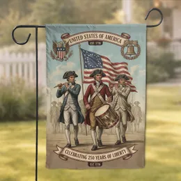 Colonial Fife Drummer Betsy Ross Flag - USA 250 Years of Liberty Garden Flag