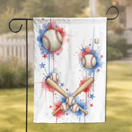 Patriotic Baseball Bats Baseballs Red Blue Stars - Independence Day Home Decor Gift Garden Flag