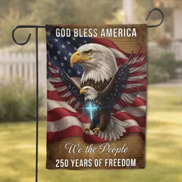 Bald Eagles American Flag Cross 250 Years of Freedom Independence Day Garden Flag