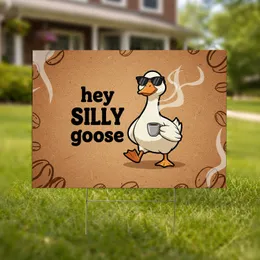 Cartoon Silly Goose Sunglasses Coffee Cup - Home Decor Gift for Coffee Lovers Yard Sign