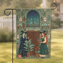 Herbalist Witches Apothecary Cabinet Mystical Plants Home Decor Gift for Herbalist Garden Flag