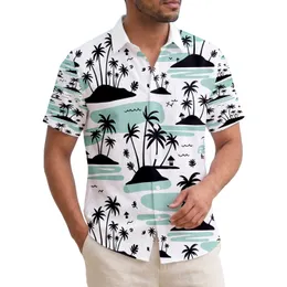Black Palm Tree Island Beach Hut Aqua Teal Water Sky - Tropical Travel Essentials Hawaiian Shirt