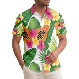 Papaya Frangipani Banana Palm Tropical Lifestyle Gift Hawaiian Shirt