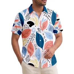 Tropical Leaf Shapes Black Dots Sketchy Lines Organic Blobs Outlines - Home Decor Gift Hawaiian Shirt