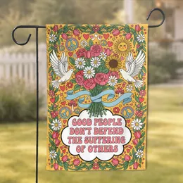 Wildflower Doves Speech Bubble - Positive Message Home Decor for Activists Garden Flag
