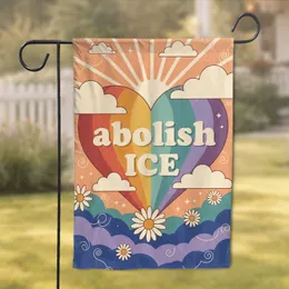 Abolish ICE Distressed Heart Daisy Sun - Activism Supporter Gift Garden Flag