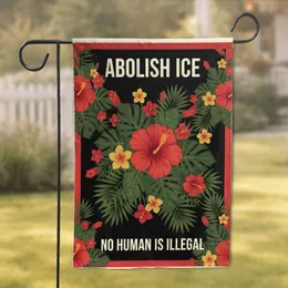 Abolish ICE No Human Is Illegal Tropical Hibiscus Human Rights Protest Garden Flag