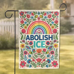 Abolish ICE Rainbow Flowers - Human Rights Advocacy Gift Garden Flag