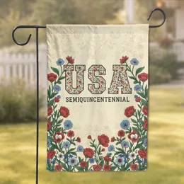 USA Floral Semiquincentennial - 250th Anniversary Independence Day Garden Flag