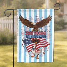 Bald Eagle Cartoon Goose American Flag - USA 250 Years of Freedom Independence Day Garden Flag