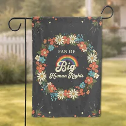 FAN OF Big Human Rights Rainbow Floral Wreath - Advocacy Home Decor Gift Garden Flag