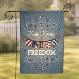 Faith Family Freedom American Patriotic Bunting - Independence Day Home Decor Garden Flag
