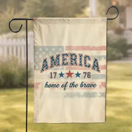 America 1776 Home of Brave Emblem - Independence Day Veteran Gift Garden Flag
