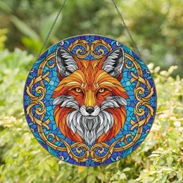 Fox Head Baroque Scrollwork Botanical Starry Glints Home Decor Gift for Wildlife Lover Stained Glass Suncatcher