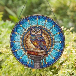 Owl Open Book Dreamcatcher Border Home Decor Gift for Wildlife Lover Stained Glass Suncatcher