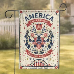 America 250th Birthday Resisting 1776 Tulip Foxglove Daisy - USA 250th Anniversary Garden Flag