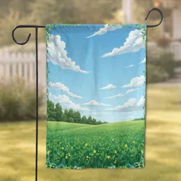 Green Agricultural Field Wildflowers - Farmhouse Home Decor Gift Garden Flag