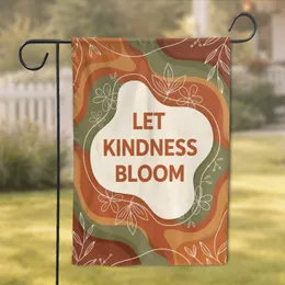 Let Kindness Bloom Quote Floral Leaf Organic Wavy Autumnal - Home Decor Gift Garden Flag