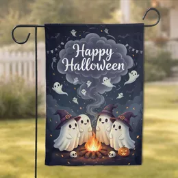 Halloween Ghosts Bonfire Witch Hats - Holiday Decor Skulls Pumpkin Garden Flag