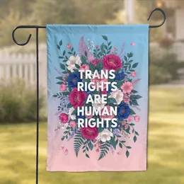 Trans Rights Human Rights Floral - Advocacy Home Decor for Trans Allies Garden Flag