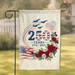 250 Years 1776-2026 American Flag Fighter Jets USA Anniversary Independence Day Garden Flag