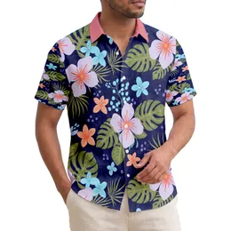 Purple Orange Blue Tropical Flowers Green Leaves Berries - Everyday Living Gift Hawaiian Shirt