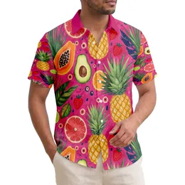 Pineapple Grapefruit Lime Orange Avocado Strawberry Tropical Leaves - Vacation Essentials Hawaiian Shirt