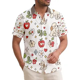 Poodles Red Apples Hibiscus Monstera Tropical Flowers - Tropical Lover Everyday Gift Hawaiian Shirt