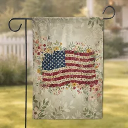 Antique Floral American Flag - Independence Day Home Decor Gift for Families Garden Flag