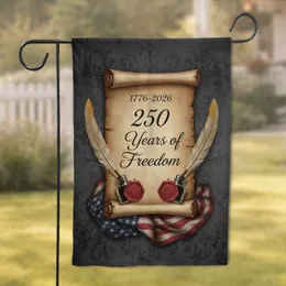 Antique Parchment Scroll 1776-2026 American Flag - USA 250 Years of Freedom Garden Flag