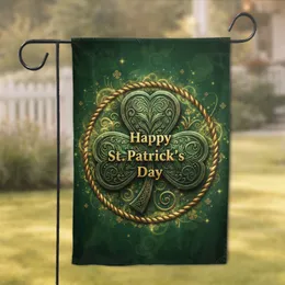 Antique Golden Shamrock Celtic Knot Happy St. Patrick's Day - Festive Holiday Home Decor Garden Flag