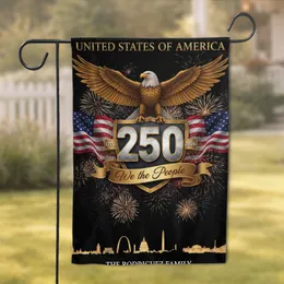 Bald Eagle American Flag 250th - Independence Day Custom Family Name Garden Flag