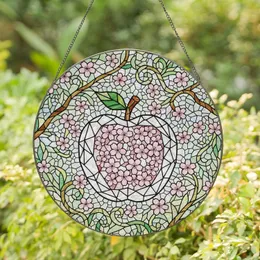 Apple Cherry Blossom Branches Vines Iridescent Glass Mosaic - Home Decor Gift for Windows Stained Glass Suncatcher