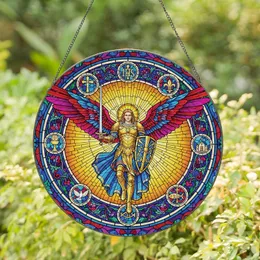 Archangel Michael Angelic Warrior Sword Shield - Spiritual Home Decor Gift Stained Glass Suncatcher