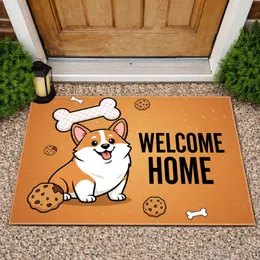 Corgi Dog Cookie Bone Welcome Home - Home Decor Gift for Dog Owners Doormat