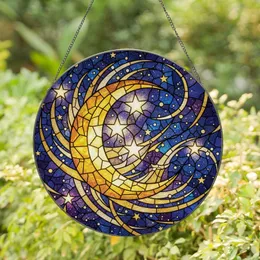 Crescent Moon Stars Celestial Night Sky - Home Decor Gift for Astronomy Lover Stained Glass Suncatcher