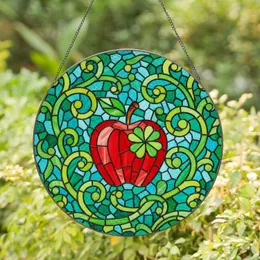 Luminous Stained Glass Apple Four Leaf Clover Swirls - Good Luck Home Decor Gift Stained Glass Suncatcher