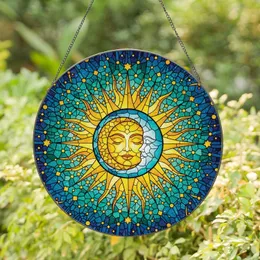 Sun Moon Yin Yang Embrace Celestial Star Home Decor Gift for Astrology Lover Stained Glass Suncatcher