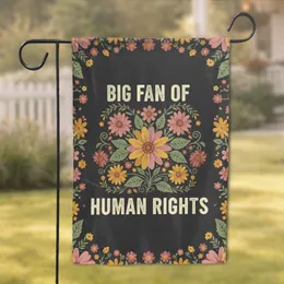 Big Fan of Human Rights Folk Floral Daisy - Human Rights Support Home Decor Gift for Activists Garden Flag