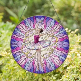 Ballerina Arabesque Rainbow Tutu Ribbons Starbursts Home Decor Gift for Dance Lover Stained Glass Suncatcher