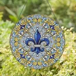 Symmetrical Fleur-de-lis Acanthus Scrolls Floral Ornaments Geometric Shapes Home Decor Gift Stained Glass Suncatcher