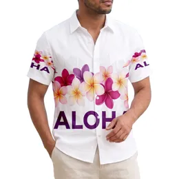 Plumeria Flowers ALOHA Text Tropical Foliage - Summer Island Vacation Lifestyle Gift Hawaiian Shirt