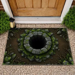Ancient Stone Well Mossy Earth Roots - Outdoor Nature Lover Gift Doormat